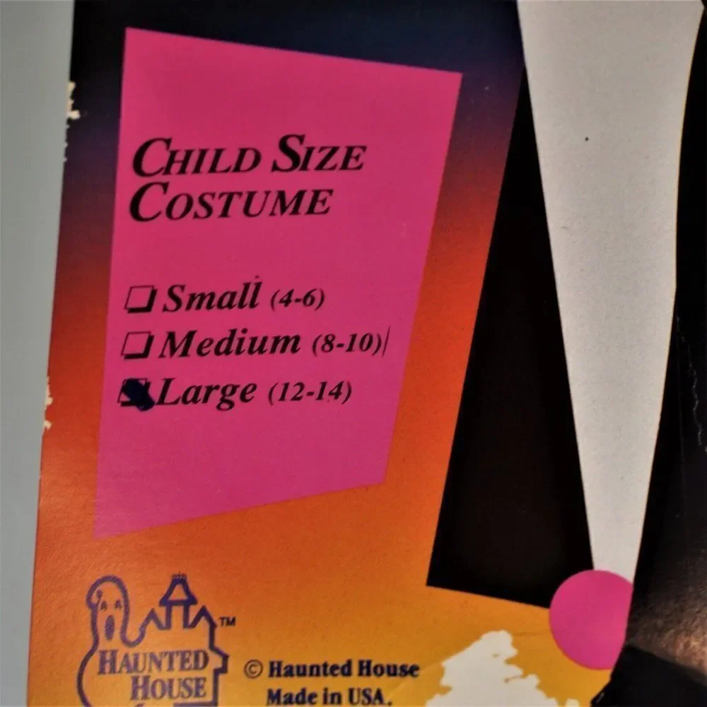 Halloween Black Robe Vintage Kids Costume Haunted House Sz Large (12-14) - Picture 3 of 7